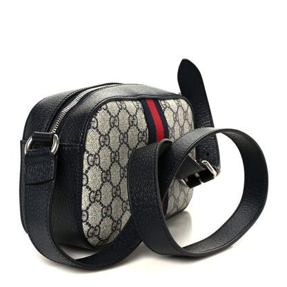 Gucci GG Supreme Monogram Textured Dollar Calfskin Web Small Ophidia Camera Bag Beige Blue 3 of 10