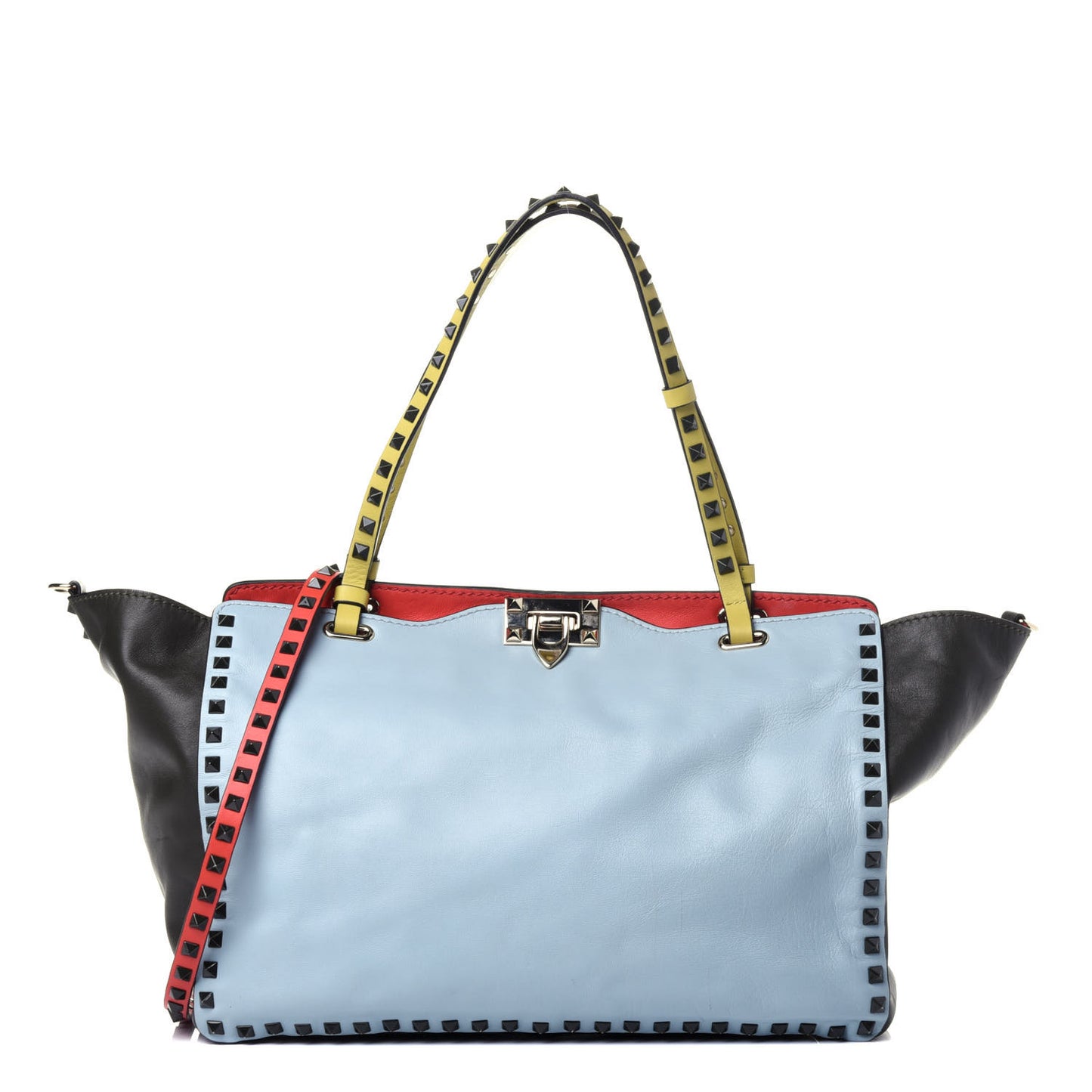 Vitello Colorblock Medium Rockstud Tote Multicolor
