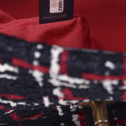 Chanel Tweed Quilted Large 19 Flap Navy Blue White Red 7 of 10