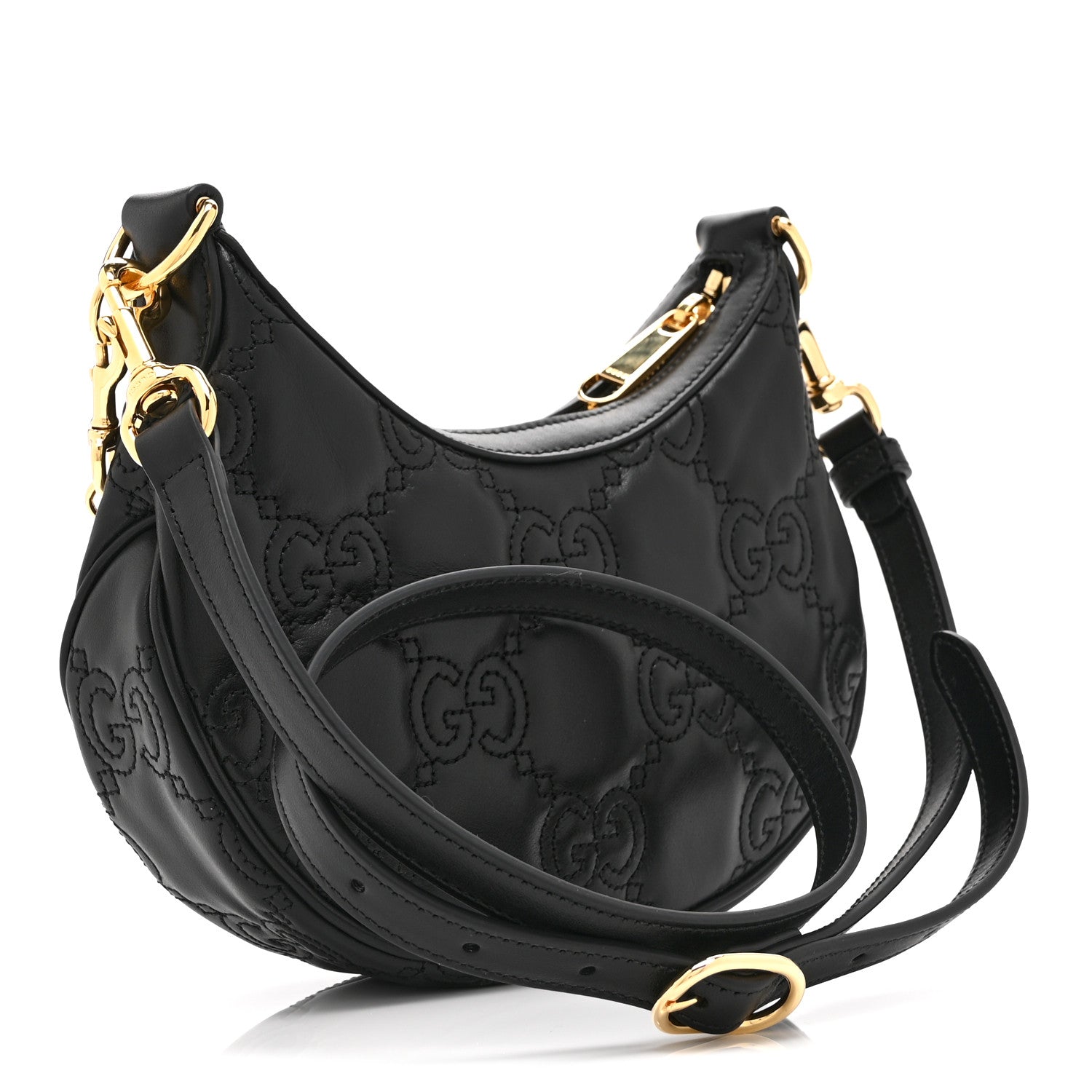 Gucci Calfskin GG Matelasse Mini Hobo Shoulder Bag Black 3 of 11