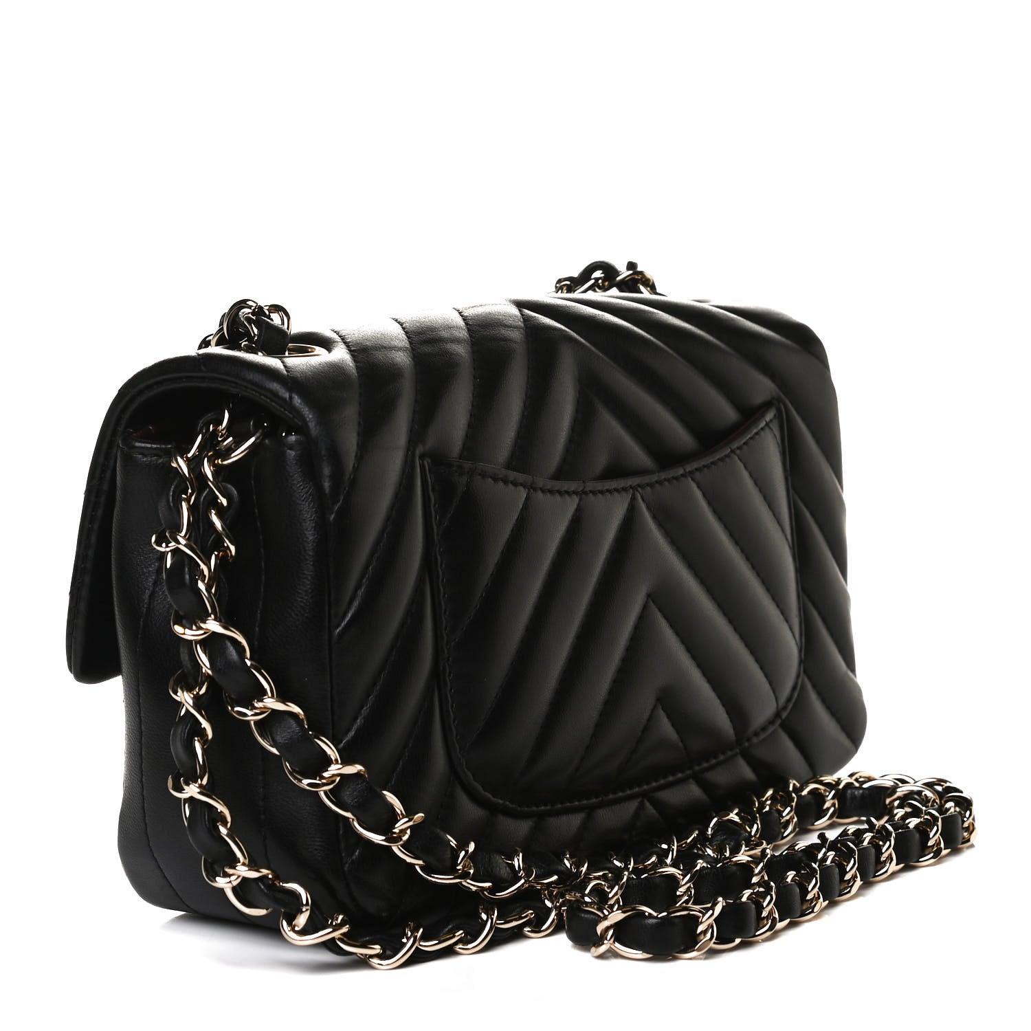 Chanel Lambskin Chevron Quilted Mini Rectangular Flap Black 3 of 14
