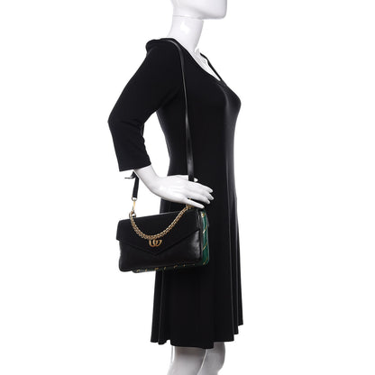 Gucci Calfskin Diagonal GG Medium Thiara Double Envelope Shoulder Bag Emerald Green Black 2 of 12