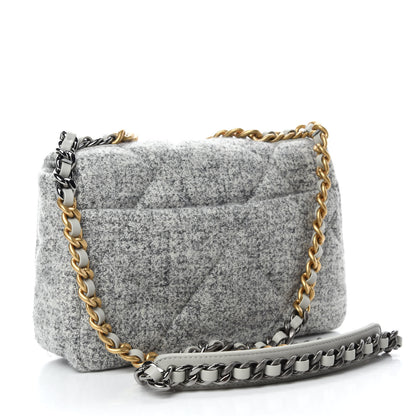 Chanel Tweed Quilted Medium Chanel 19 Flap Grey Ecru 3 of 10
