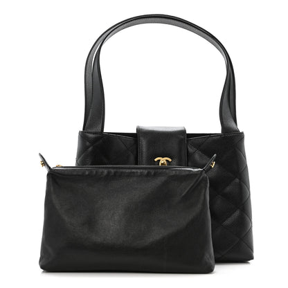 Chanel Caviar Diamond Flap Shoulder Bag Black 3 of 16