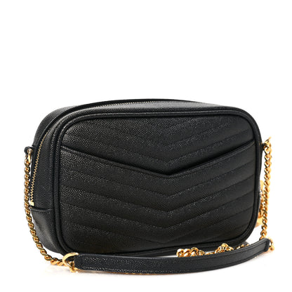 Saint Laurent Grain De Poudre Matelasse Monogram Mini Lou Camera Bag Black 3 of 9