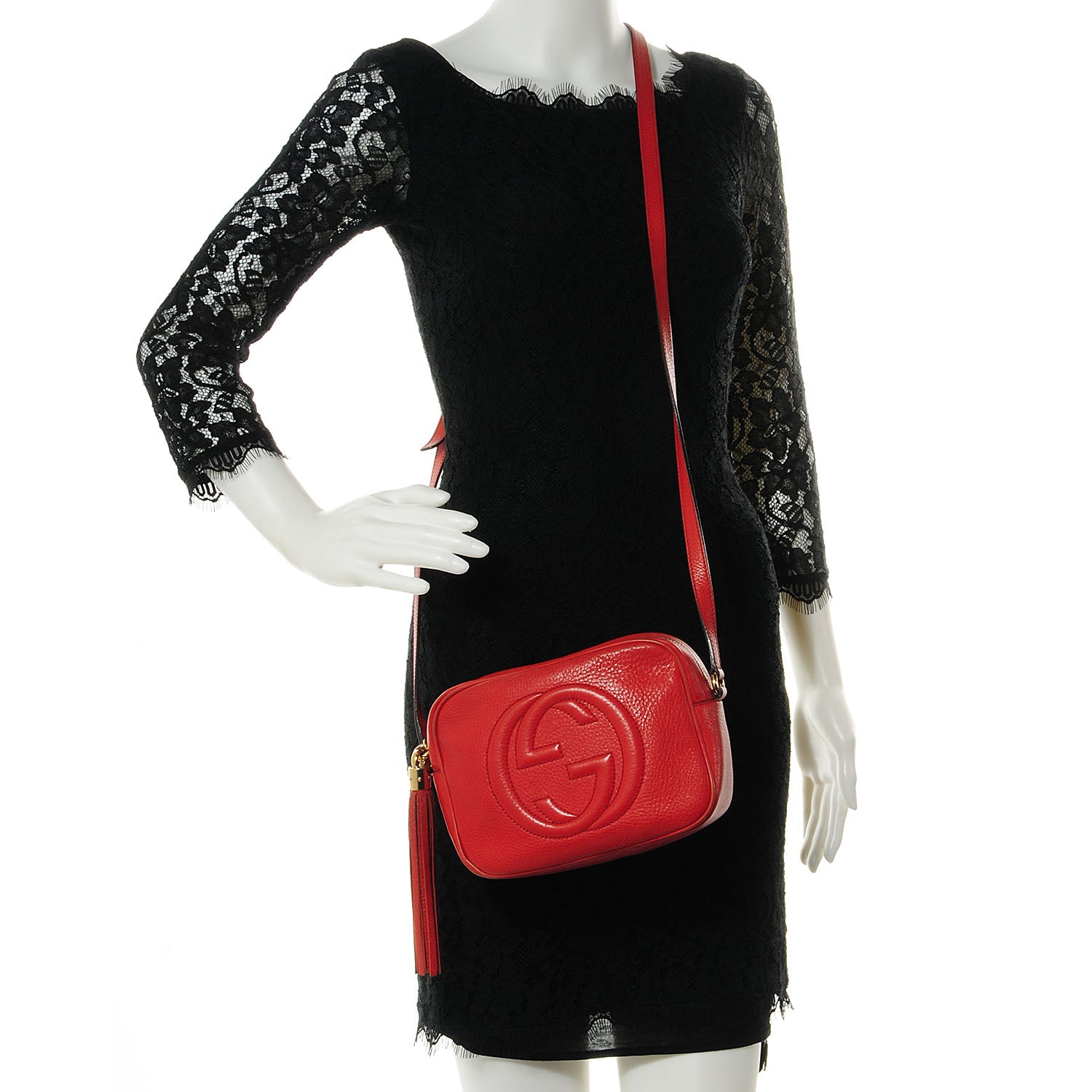 Gucci Pebbled Calfskin Small Soho Disco Bag Vibrant Red 2 of 10