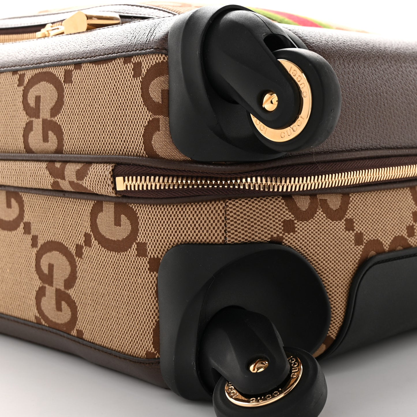 Monogram Jumbo GG Textured Dollar Calfskin Web Small Savoy Cabin Trolley Camel Ebony New Acero
