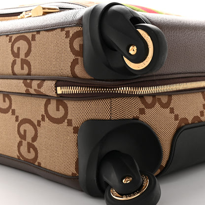 Gucci Monogram Jumbo GG Textured Dollar Calfskin Web Small Savoy Cabin Trolley Camel Ebony New Acero 8 of 11