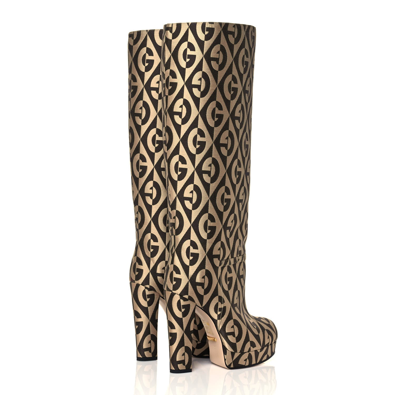 Gucci Fabric G Rhombus Print Platform Boots 35 Beige Cocoa 4 of 8