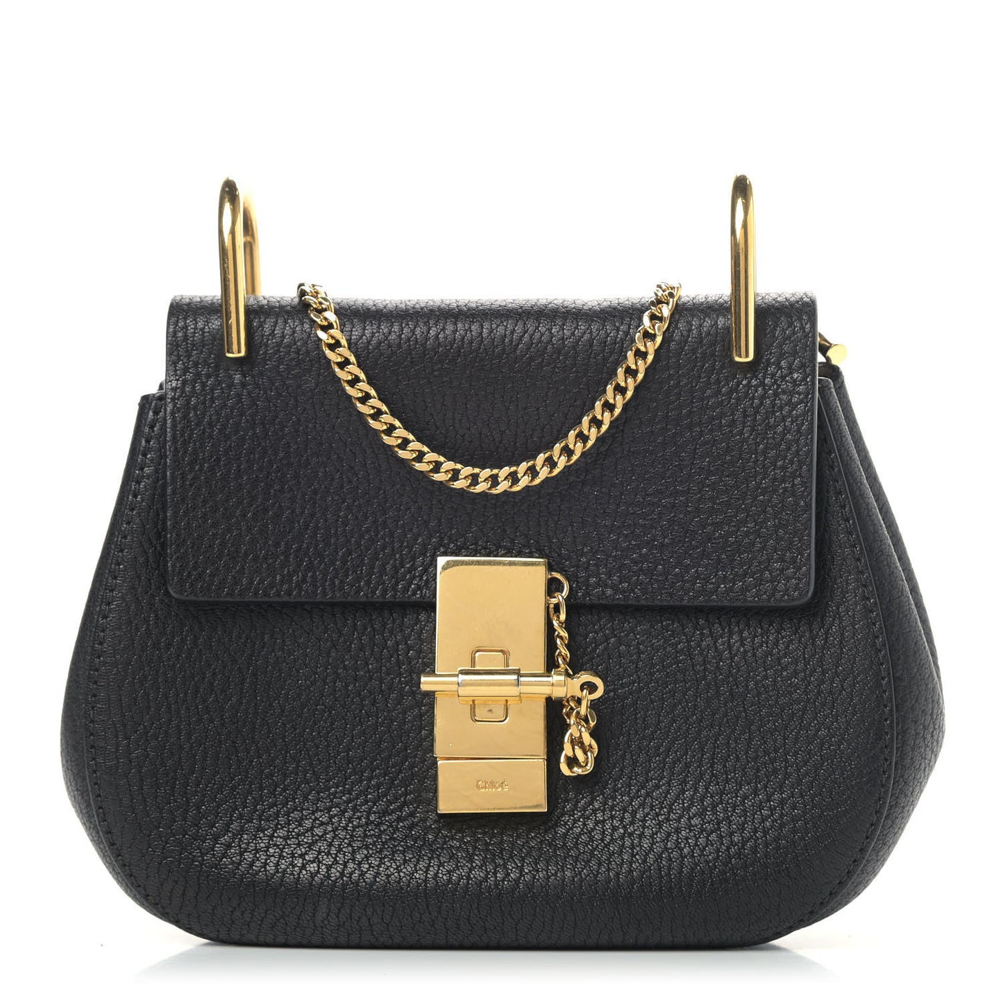 Grained Lambskin Mini Drew Shoulder Bag Black