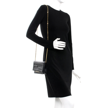 Fendi Vitello Flamingo Tube Wallet on Chain Black 2 of 10