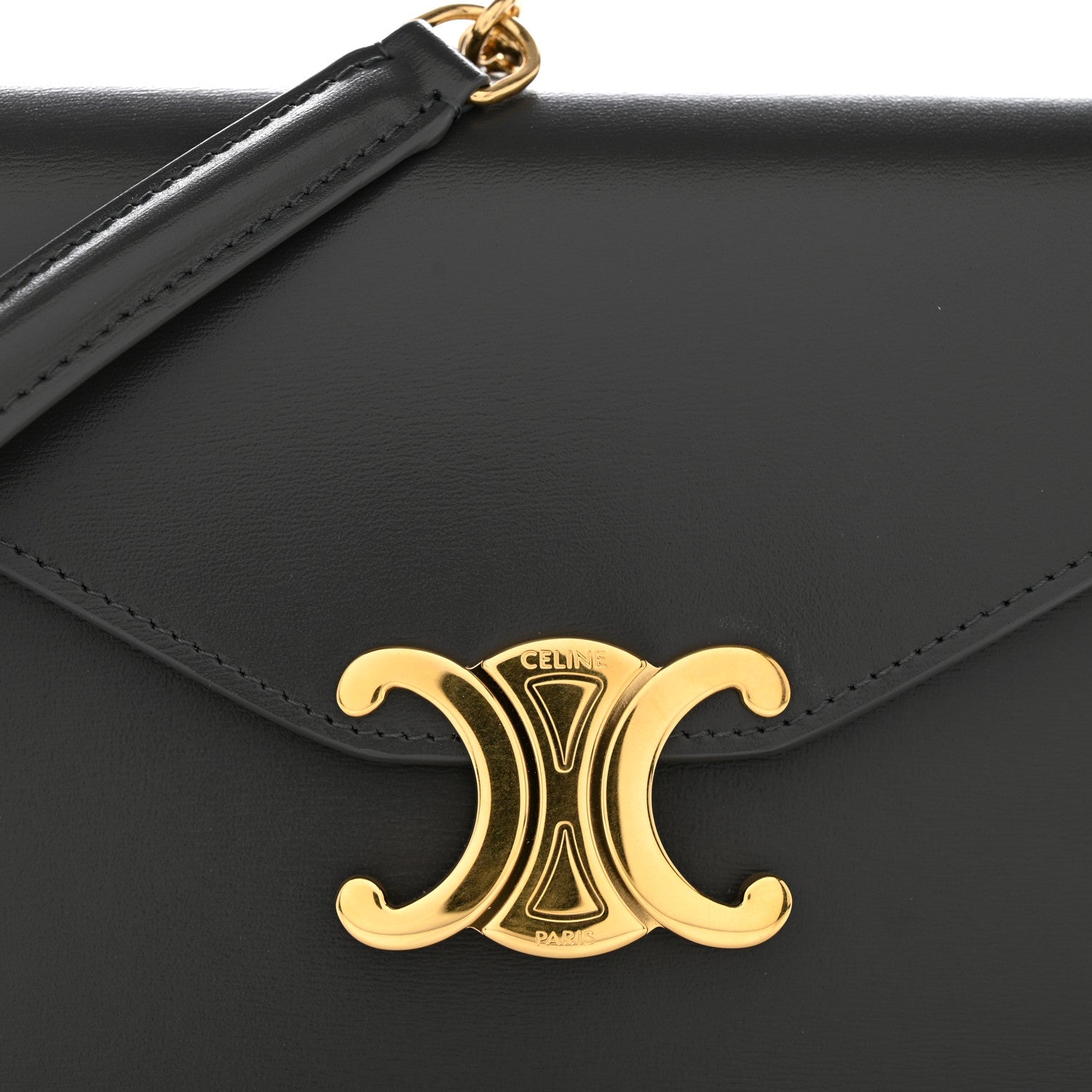 Celine Shiny Calfskin Triomphe Margo Wallet on Chain Anthracite 12 of 14