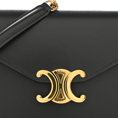 Celine Shiny Calfskin Triomphe Margo Wallet on Chain Anthracite 12 of 14