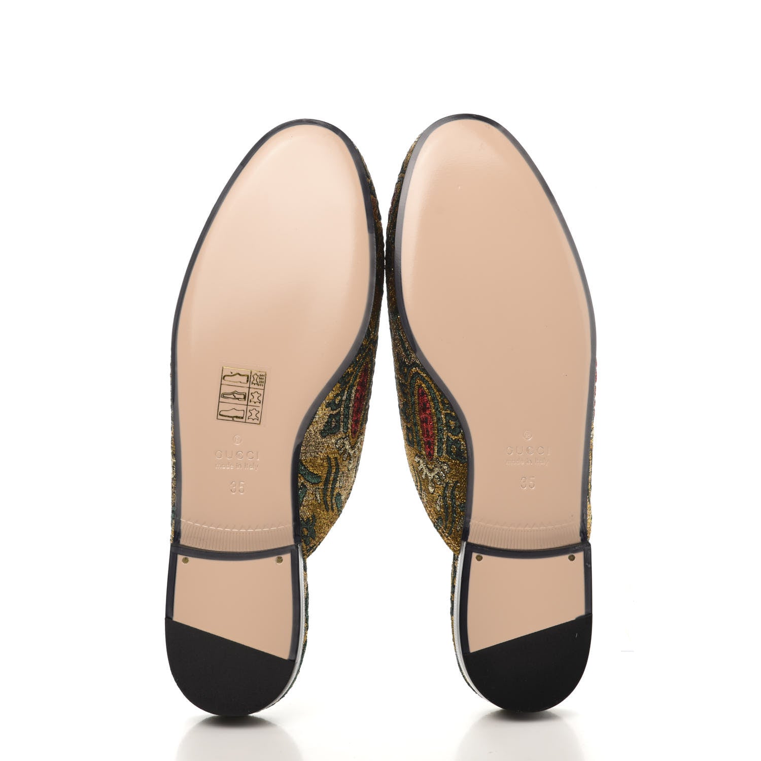 Gucci Iridescent Brocade Womens Princetown Slippers 35 Gold Multicolor 5 of 9