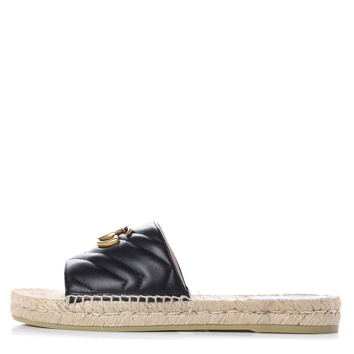 Nappa Matelasse GG Marmont Espadrille Slide Sandals 39 Black