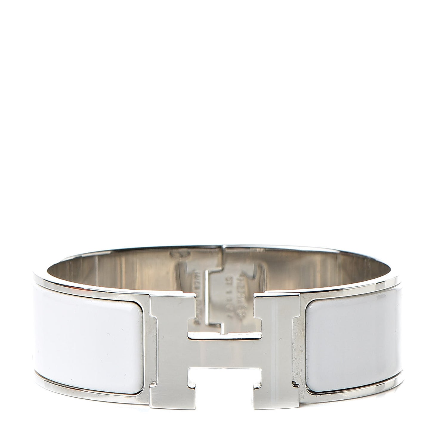 Enamel Wide Clic Clac H Bracelet GM White