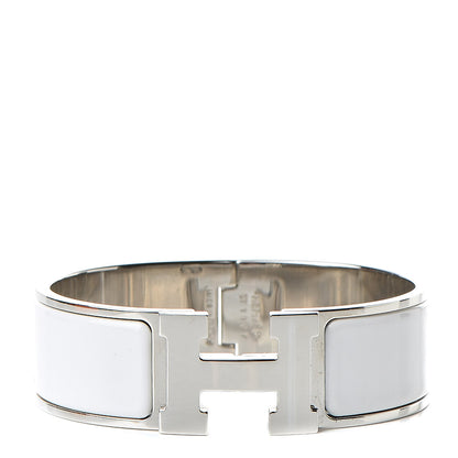 Hermes Enamel Wide Clic Clac H Bracelet GM White 1 of 6