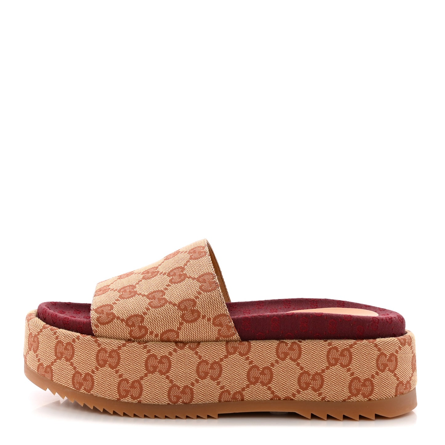 Canvas GG Monogram Angelina Platform Slide Sandals 35 Beige Ruggine