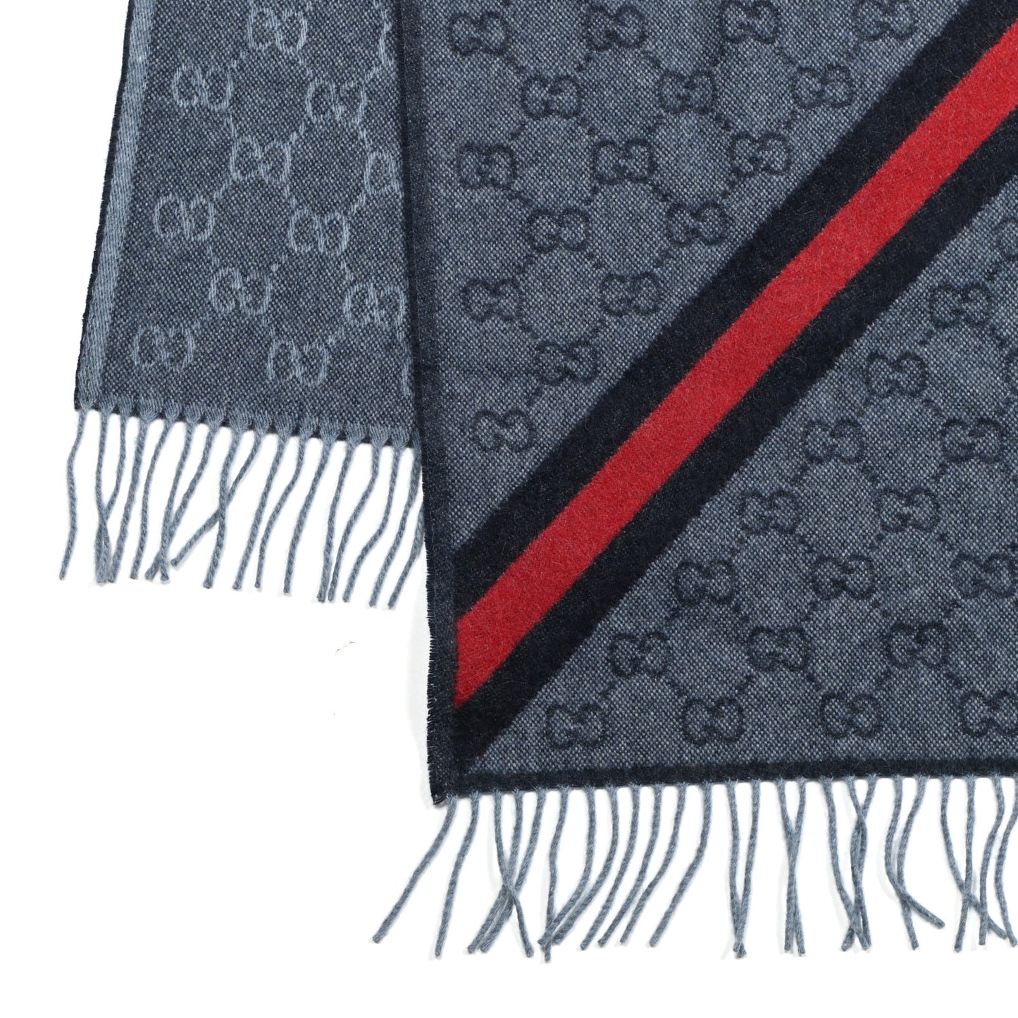 Wool Alpaca Monogram Web New Nikky Scarf Midnight Blue