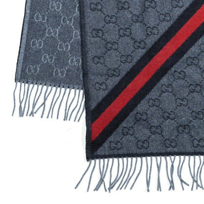Gucci Wool Alpaca Monogram Web New Nikky Scarf Midnight Blue 6 of 10