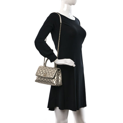 Chanel Metallic Aged Calfskin Quilted Mini Coco Handle Flap Gold 9 of 9