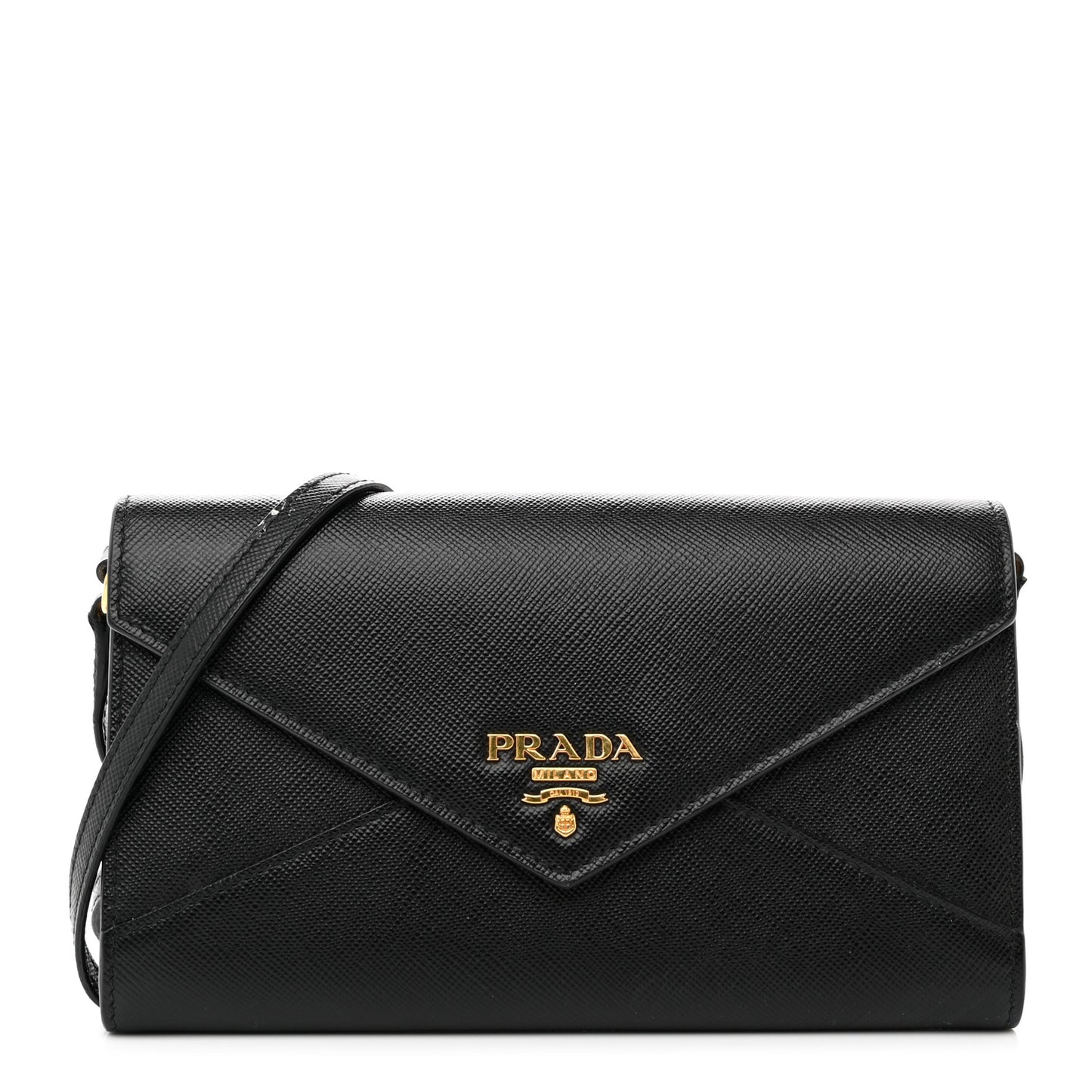 Saffiano Envelope Crossbody Wallet Black