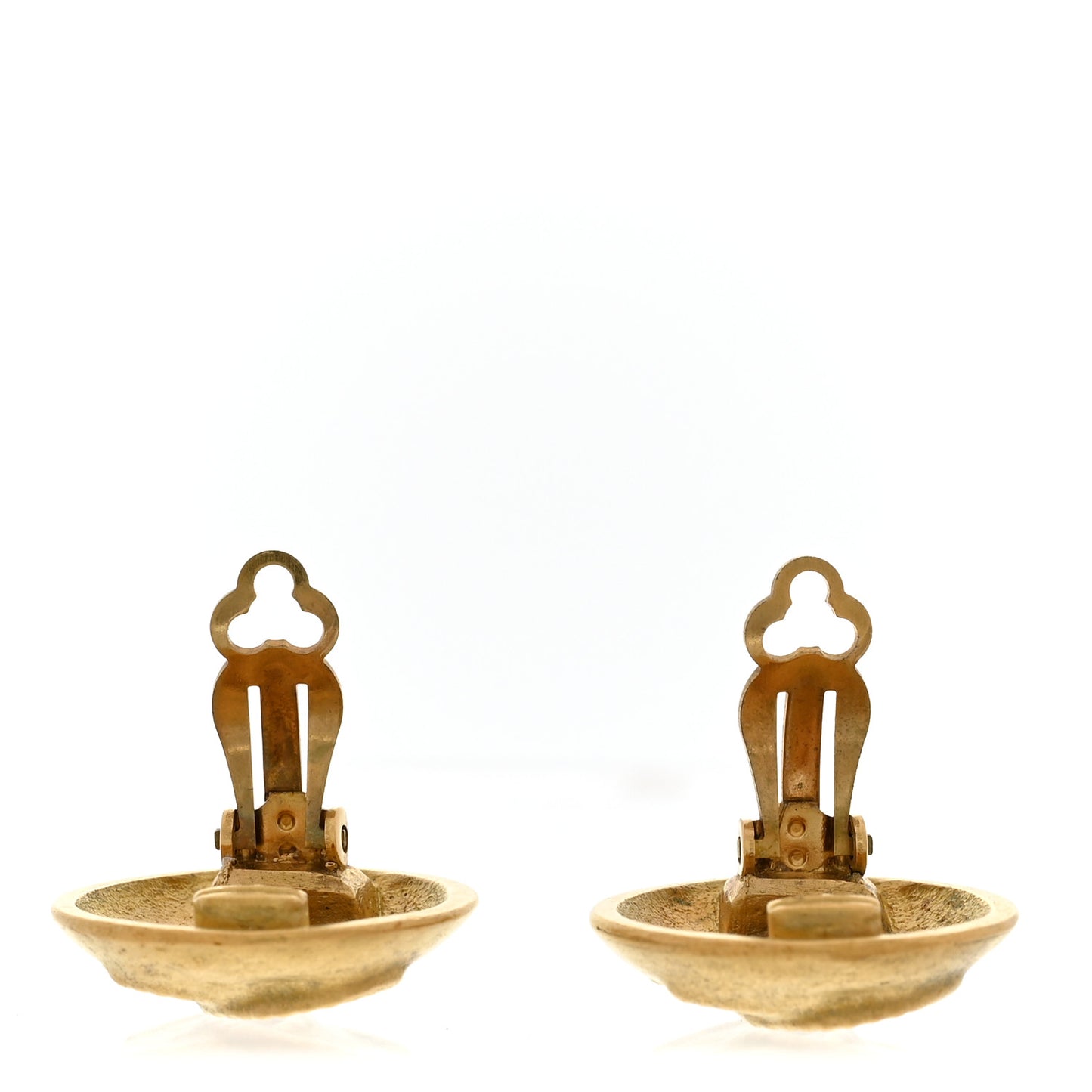 CC Button Clip On Earrings Gold