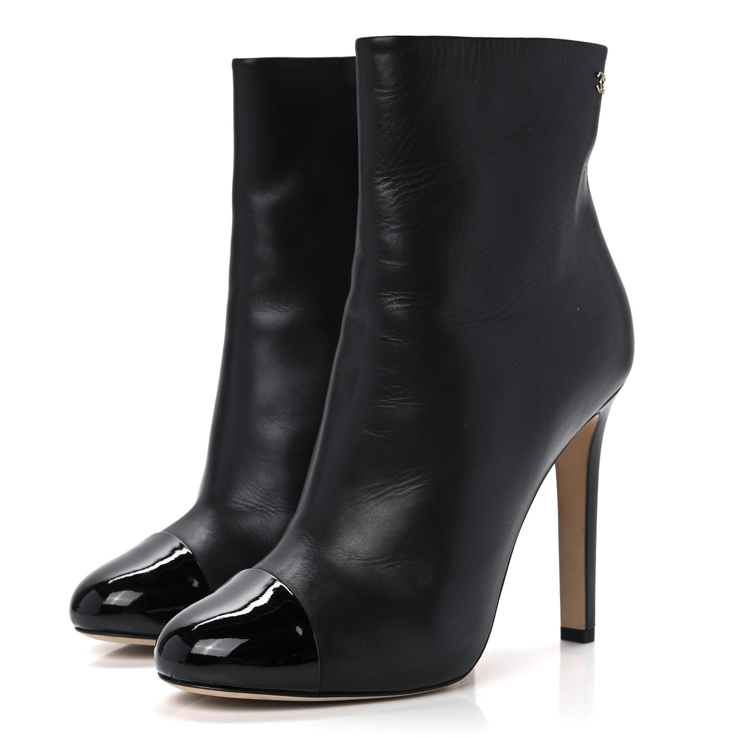 Calfskin Cap Toe CC Short Boots 38.5 Black