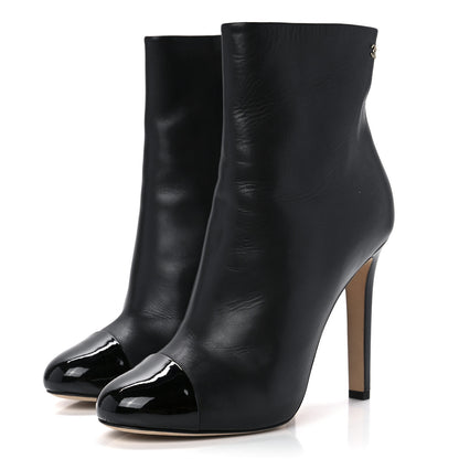 Chanel Calfskin Cap Toe CC Short Boots 38.5 Black 3 of 8