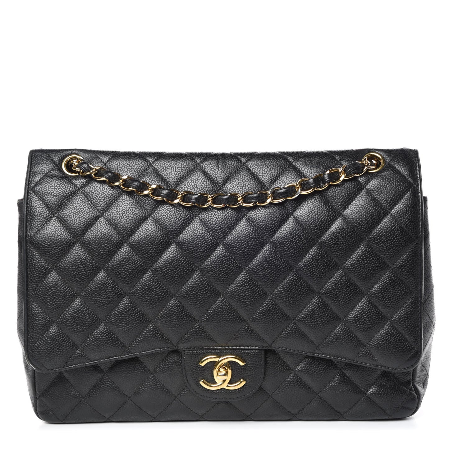 Caviar Quilted Maxi Double Flap Black
