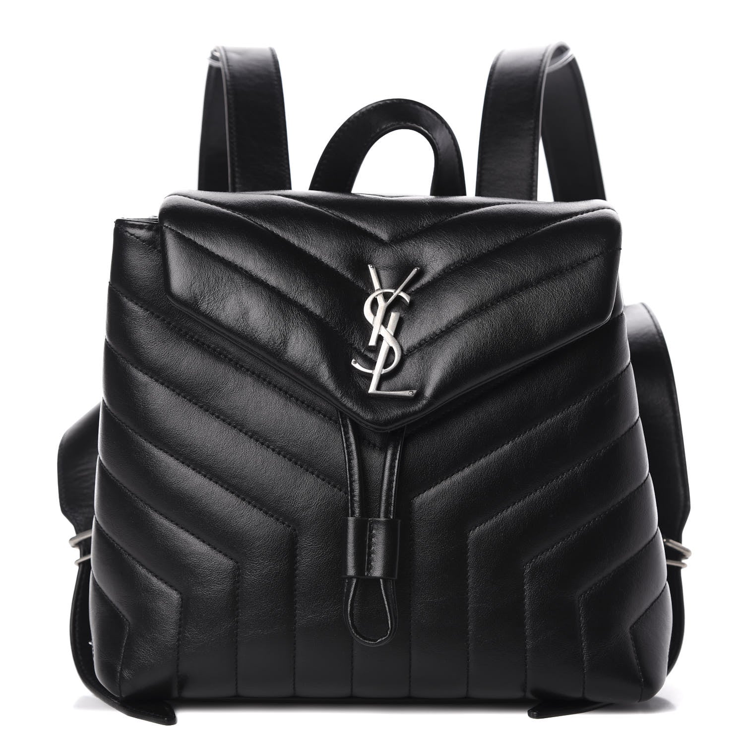 Saint Laurent Calfskin Y Quilted Monogram Small Loulou Backpack Black 1 of 8