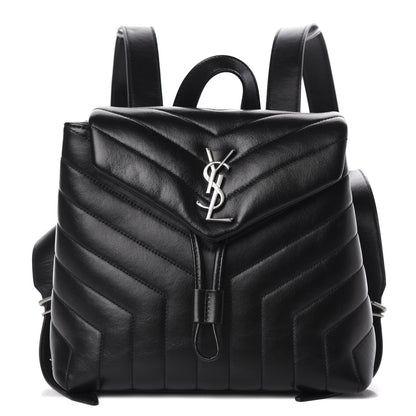 Saint Laurent Calfskin Y Quilted Monogram Small Loulou Backpack Black 1 of 8
