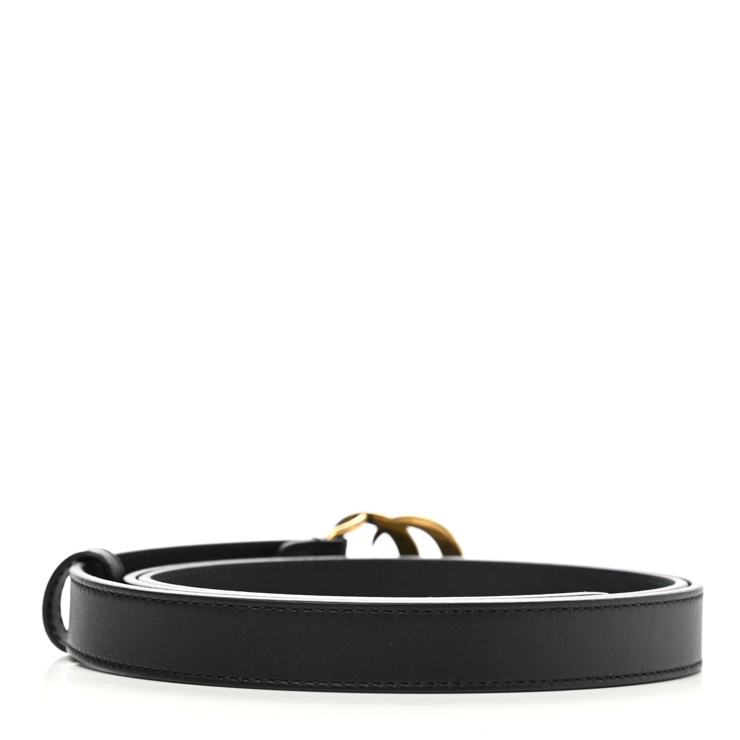 Calfskin Pearl Double G 20mm Belt 95 38 Black Cream