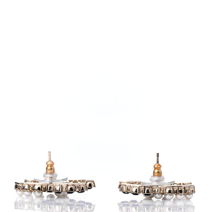 Chanel Resin Pearl CC Dazzling Domino Earrings Gold Black 3 of 4
