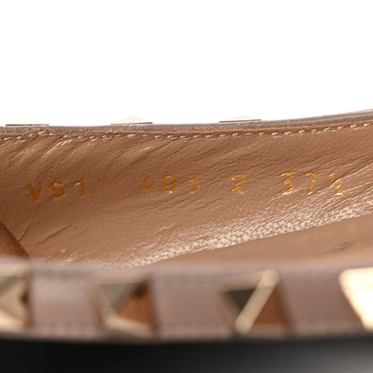 Valentino Garavani Calfskin Nappa Rockstud Ballerina Flats 37.5 Black Poudre 8 of 14