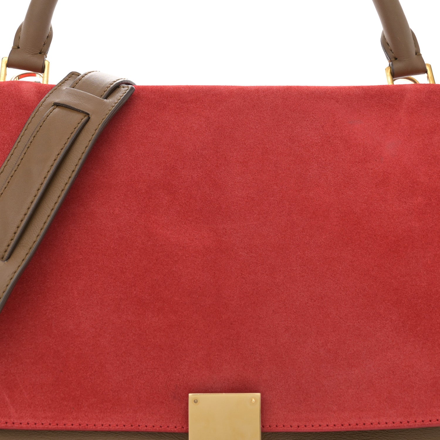 Celine Smooth Calfskin Suede Medium Tri-Color Trapeze Vermillion 7 of 20