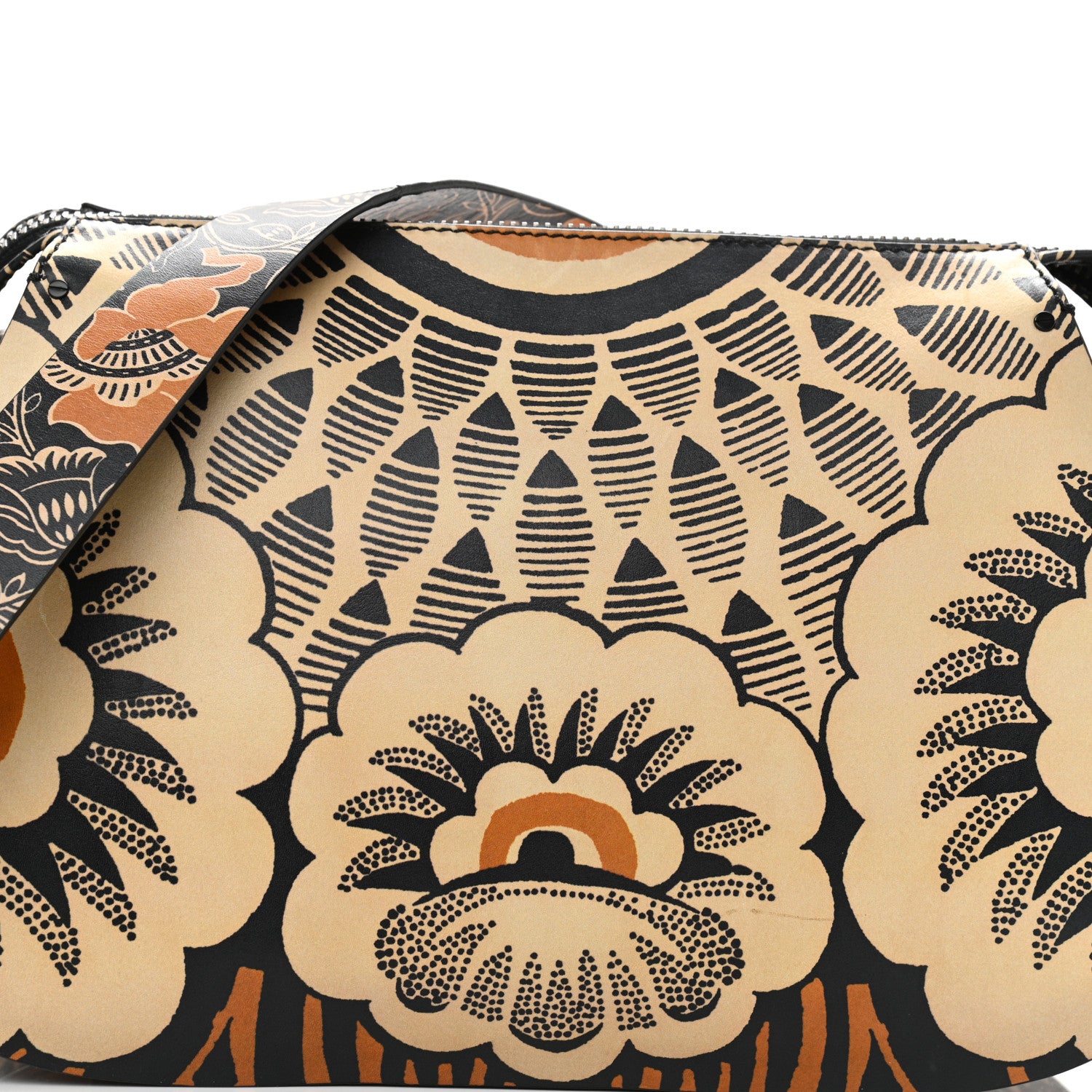 Valentino Garavani Calfskin Floral Print Mime Hobo Brown 6 of 8