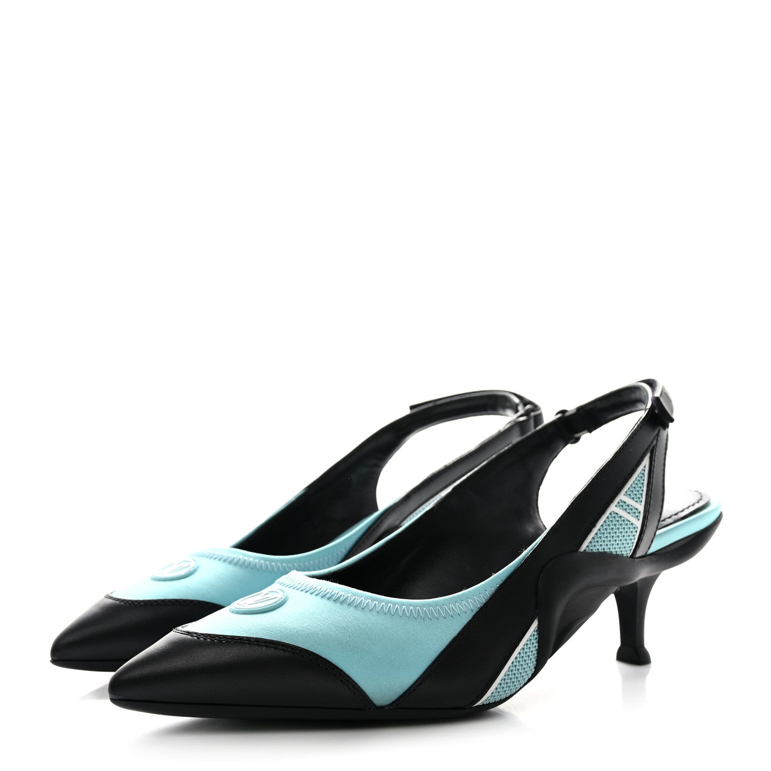 Louis Vuitton Calfskin Archlight Slingback Pumps 37.5 Black Blue 3 of 10