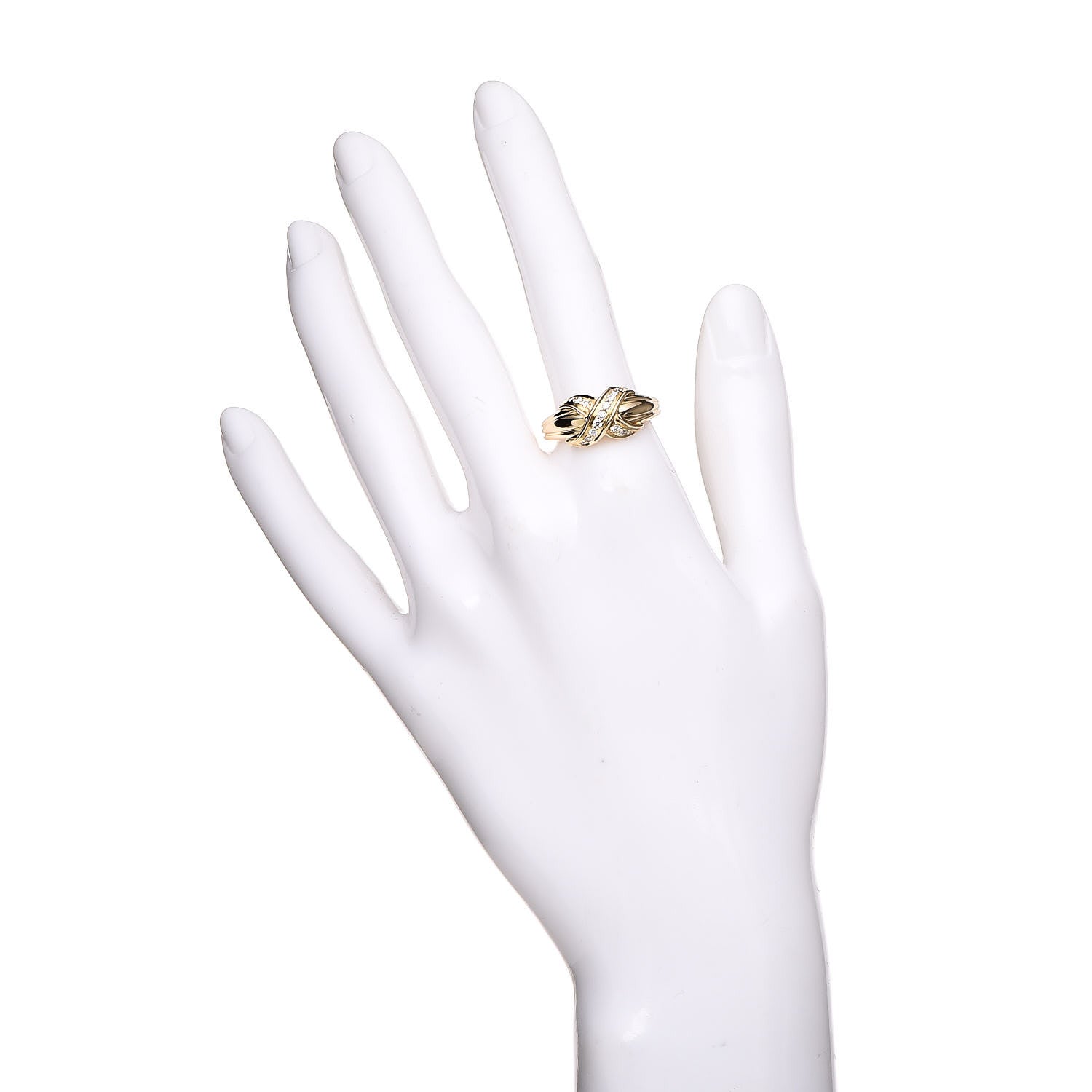 Tiffany 18K Yellow Gold Diamond Signature X Ring 57 8 2 of 6