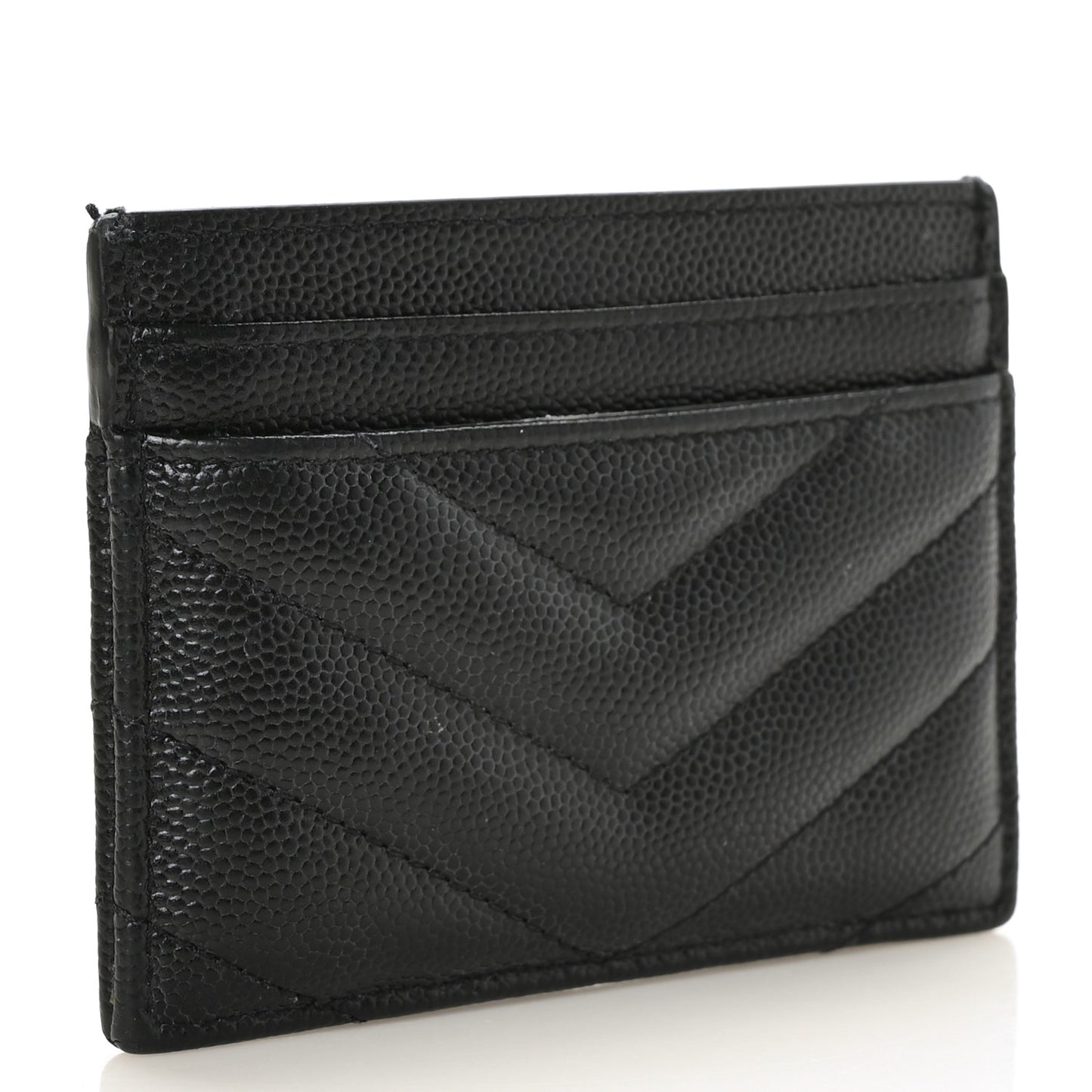 Grain De Poudre Matelasse Chevron Monochrome Monogram Credit Card Case Black