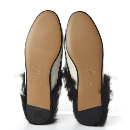 Gucci Malaga Kid Fur Zebra Inlay Womens Princetown Slippers 35 Mystic White Black 5 of 8