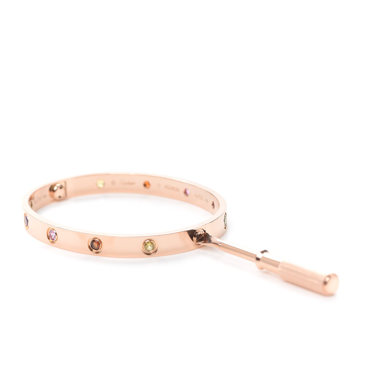 Cartier 18K Pink Gold Sapphire Garnet Amethyst LOVE Bracelet 17 4 of 7