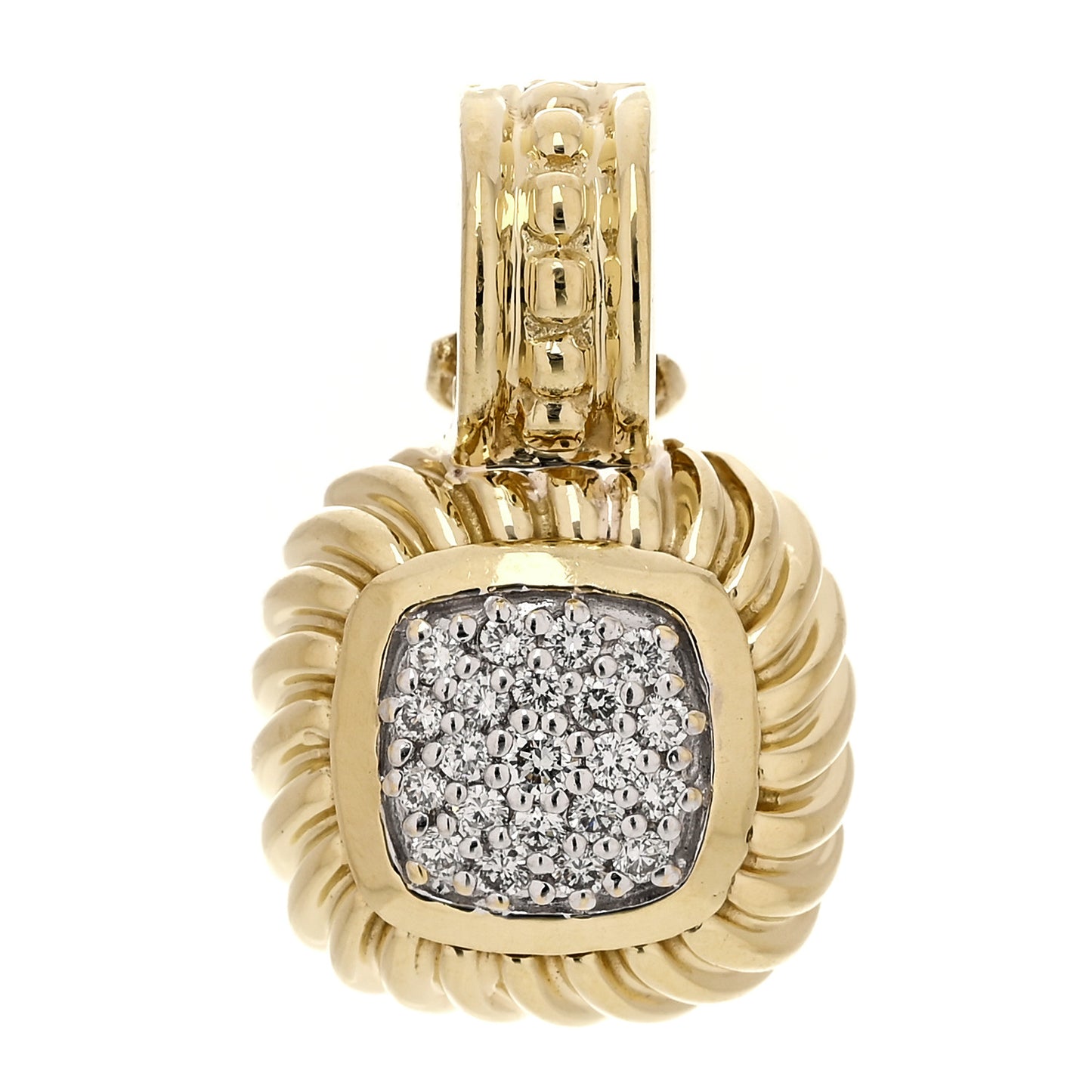 18K Yellow Gold Diamond Pave 8mm Albion Pendant