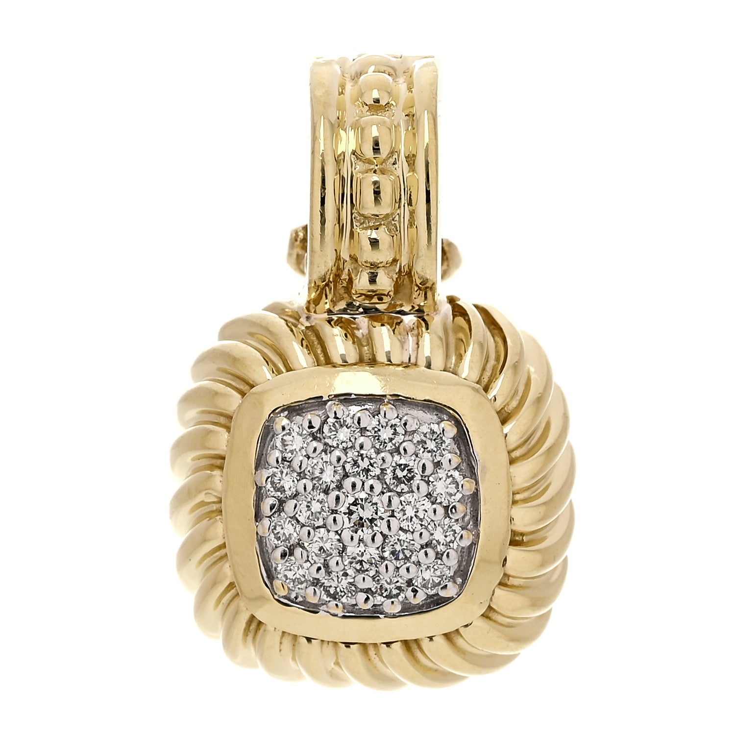 David Yurman 18K Yellow Gold Diamond Pave 8mm Albion Pendant 1 of 3
