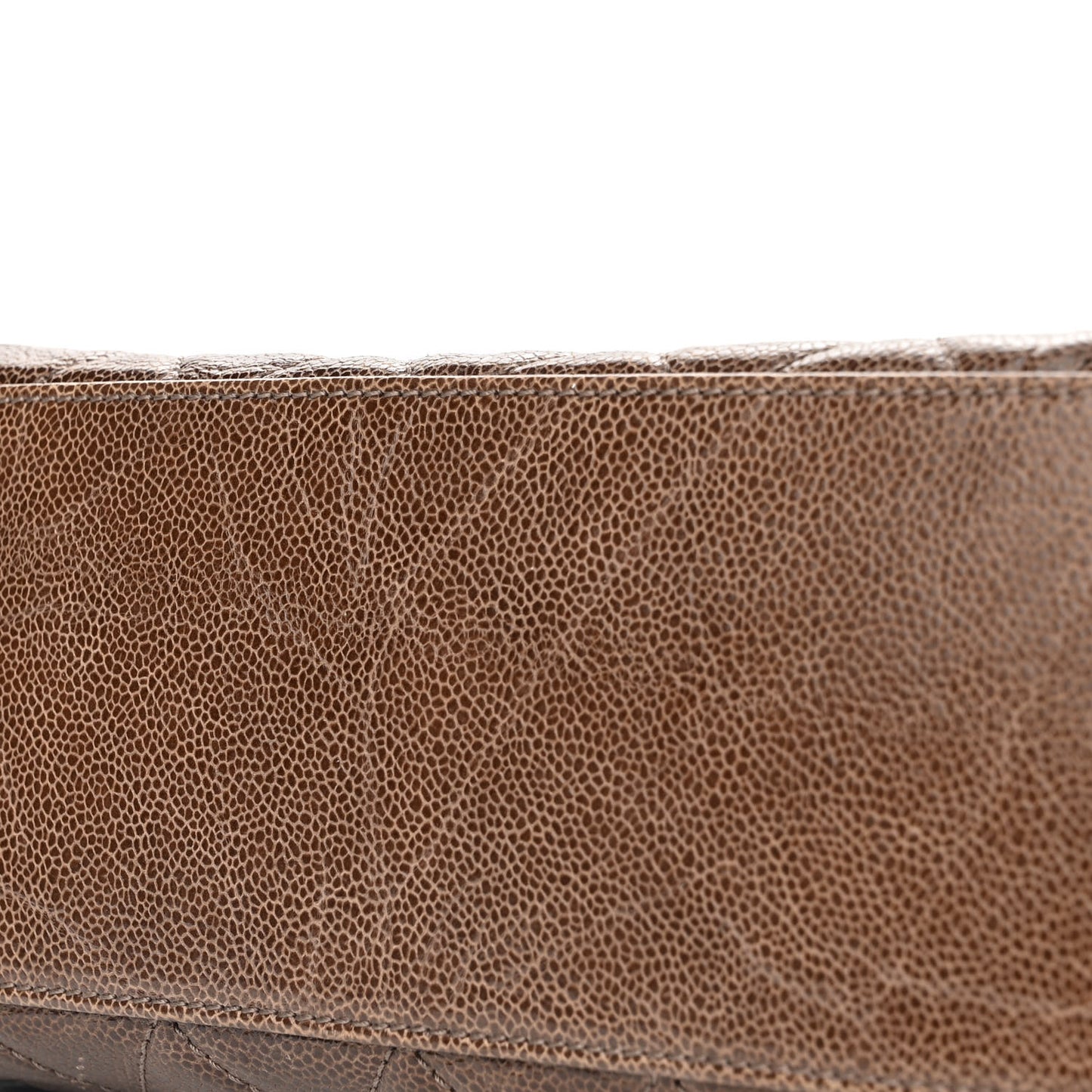 Crumpled Grained Calfskin Jumbo CC Crave Flap Brown