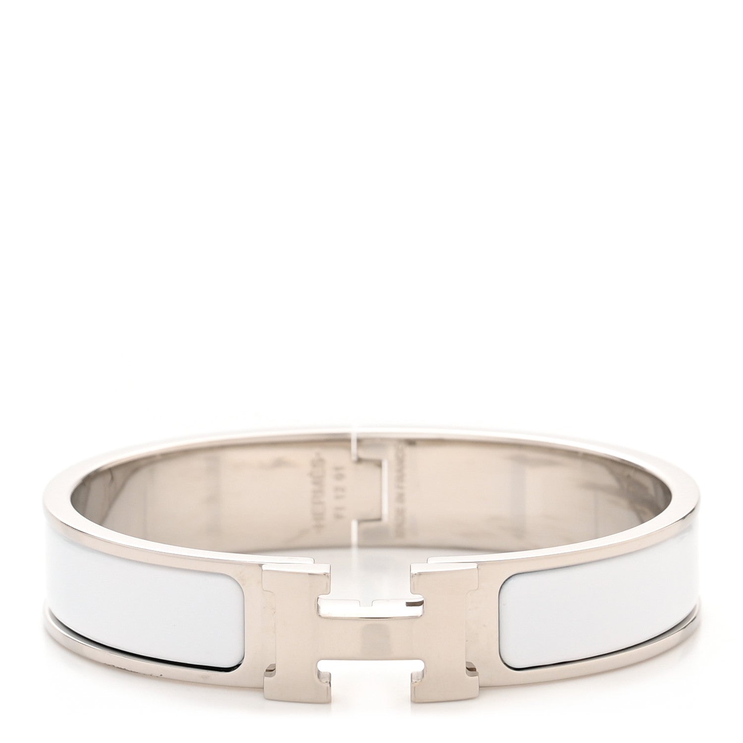 Hermes Enamel Narrow Clic Clac H Bracelet PM White 1 of 5