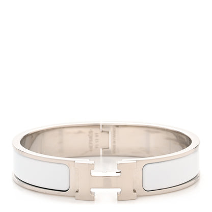 Hermes Enamel Narrow Clic Clac H Bracelet PM White 1 of 5