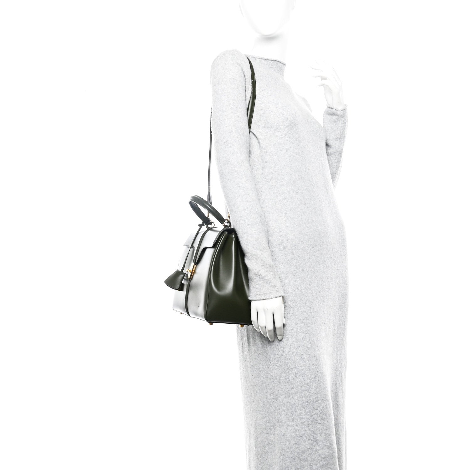Celine Satinated Calfskin Medium 16 Top Handle Bag Khaki 2 of 12