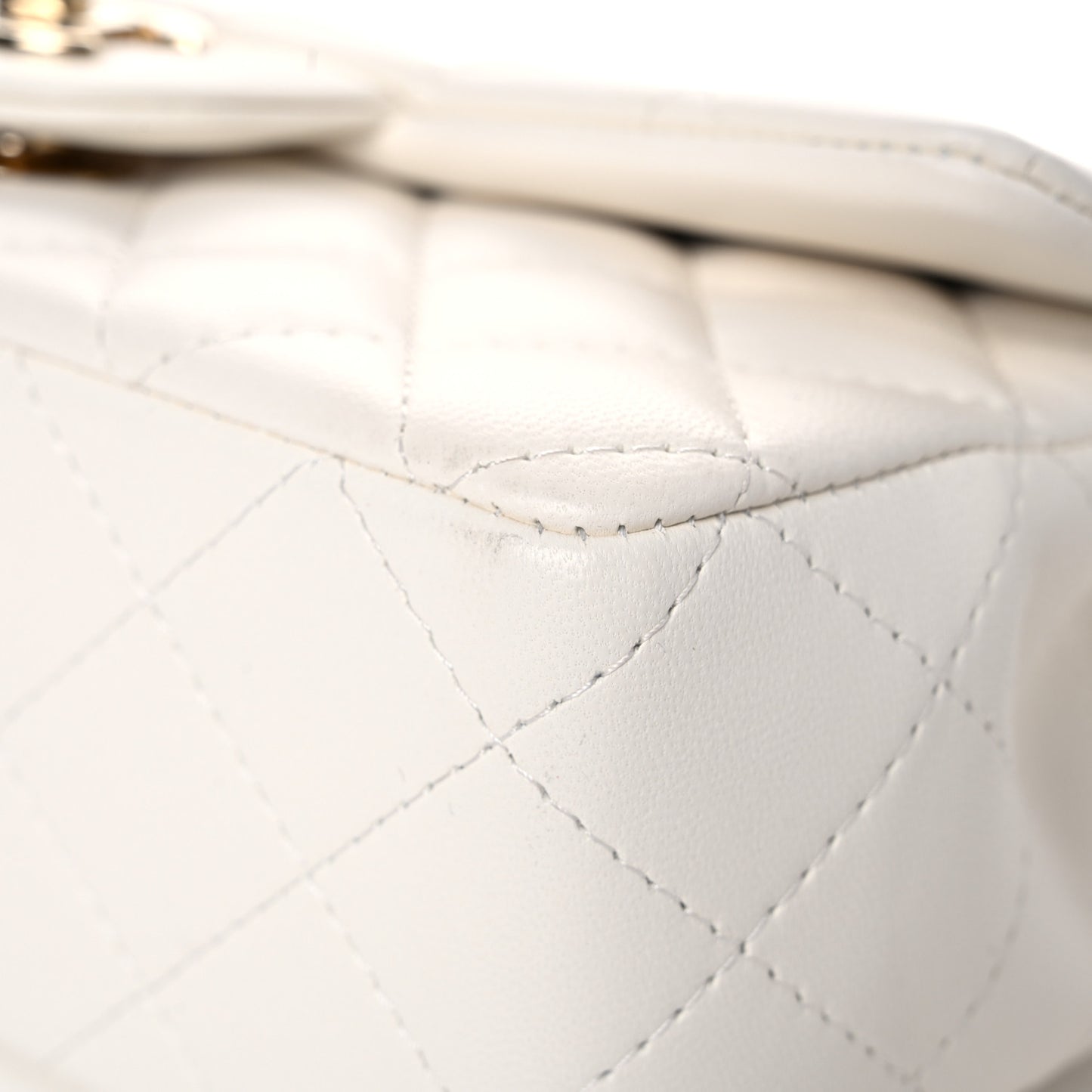 Lambskin Quilted Mini Rectangular Flap White