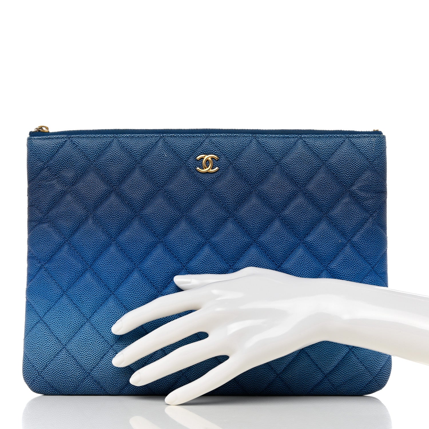 Chanel Caviar Ombre Medium Cosmetic Case Blue 2 of 12